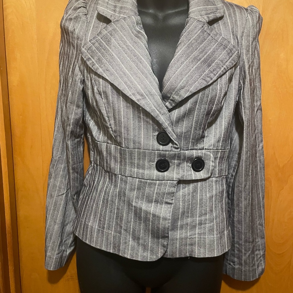 zinc Grey Pinstripe Blazer Jacket